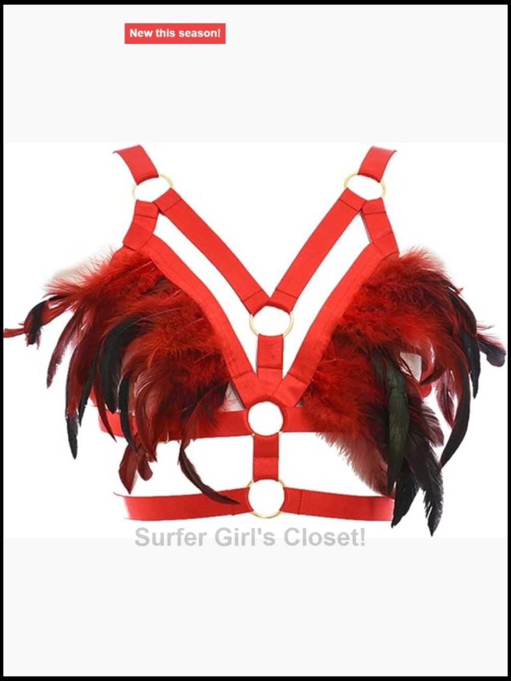 Feathers Elastic Body Harness Bra Gothic Punk Rave Bralette Cosplay Costume